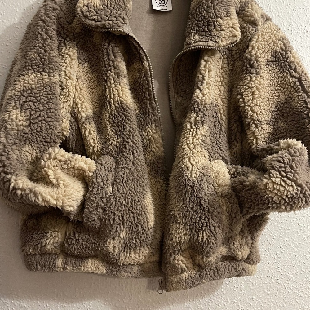 SAGE Collective Printed Teddy Faux Shearling Jacket, Size L